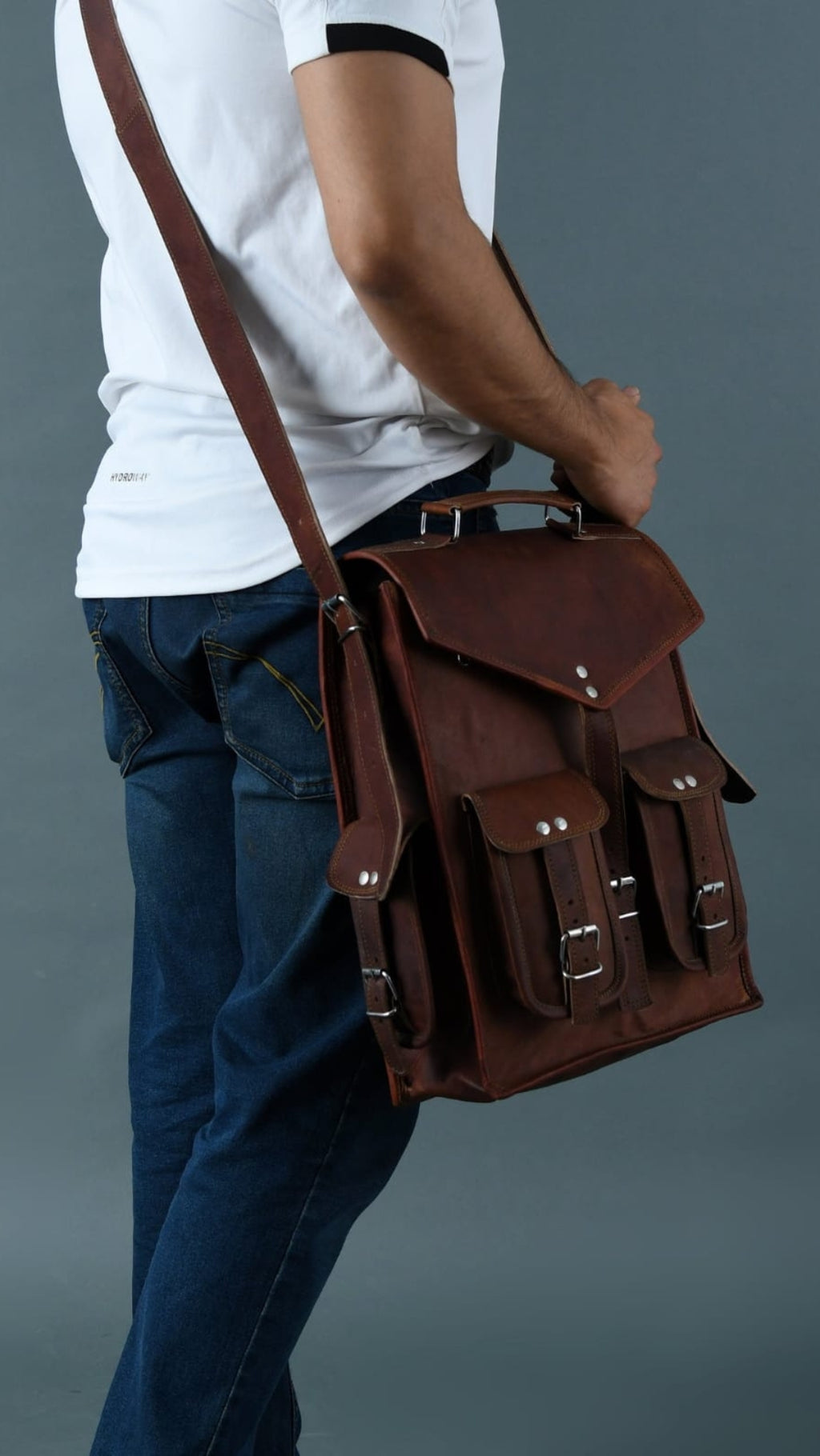 Niche Convertible Backpack Messenger – Vintage Brown