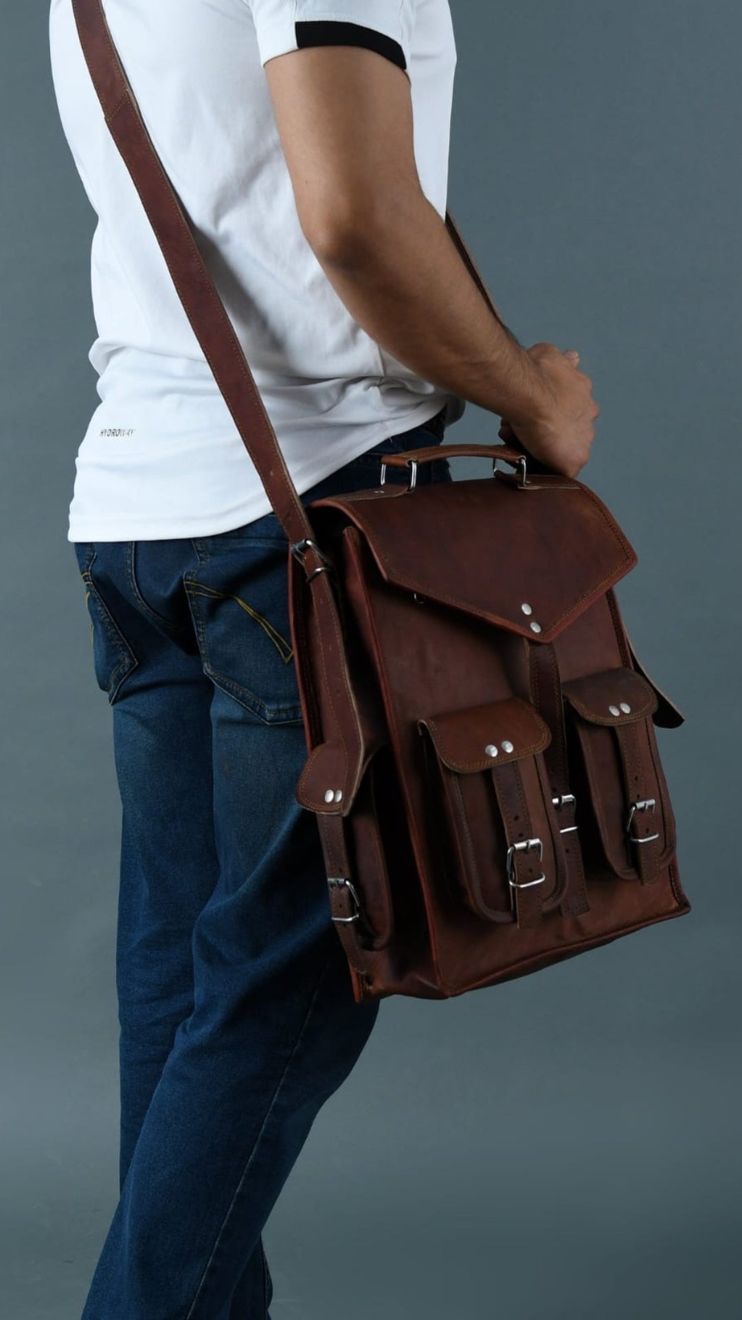 Niche Convertible Backpack Messenger – Vintage Brown
